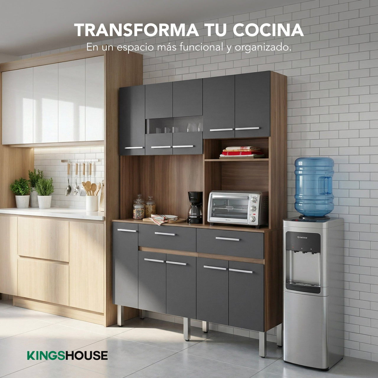 Rack Alacena de Cocina de Madera con 10 Puertas 2 Cajones