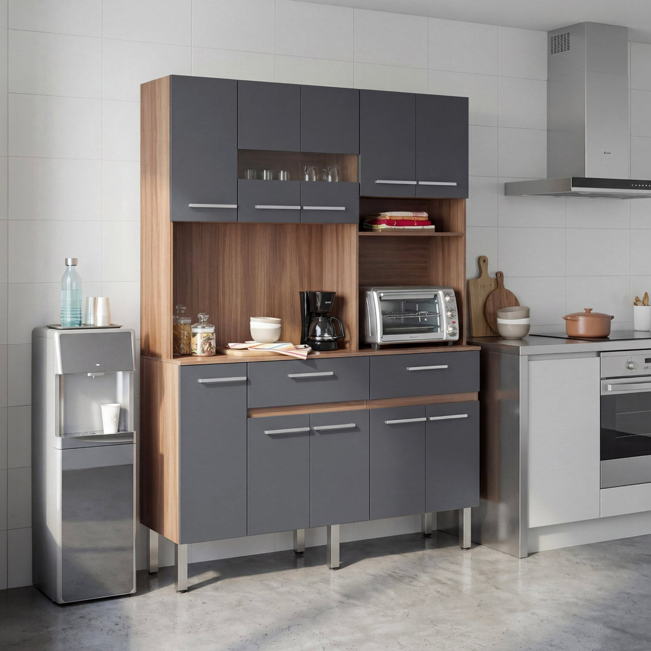 Rack Alacena de Cocina de Madera con 10 Puertas 2 Cajones