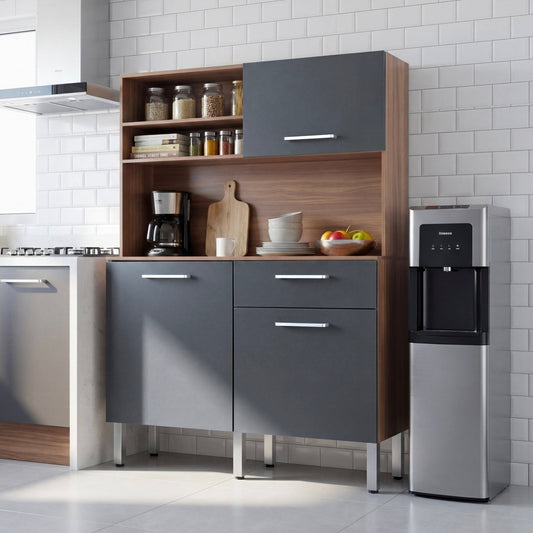 Rack Alacena de Cocina de Madera con 3 Puertas y 1 CajónRACK168