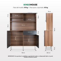Thumbnail for Rack Alacena de Cocina de Madera con 3 Puertas y 1 Cajón