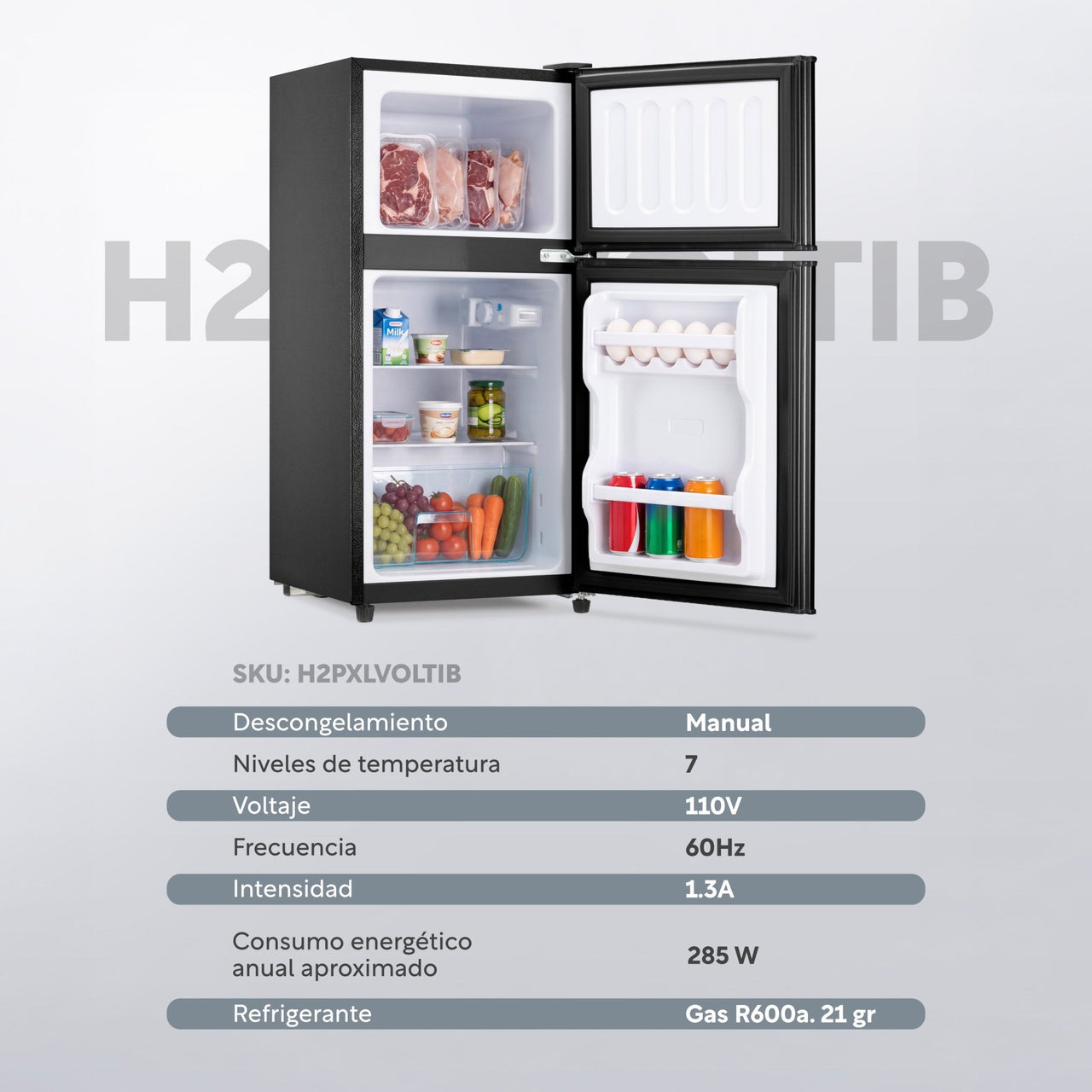 Refrigerador Frigobar 85 L 3 Pies Doble Puerta Congelador
