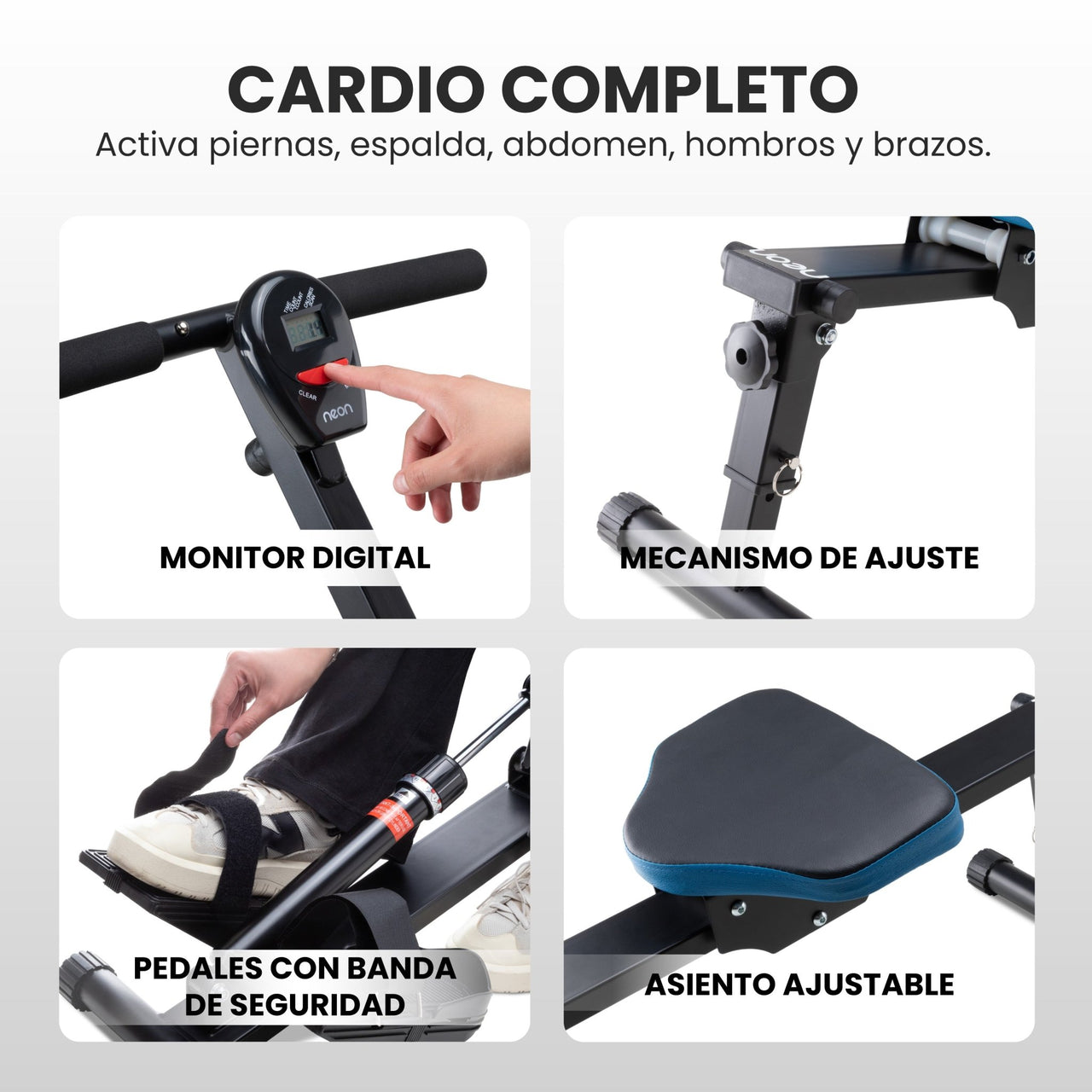 Remadora Hidráulica Plegable 12 Niveles Con Monitor Digital