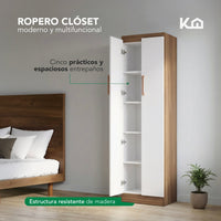 Thumbnail for Ropero Closet Armario de Madera 2 Puertas y 5 Entrepaños