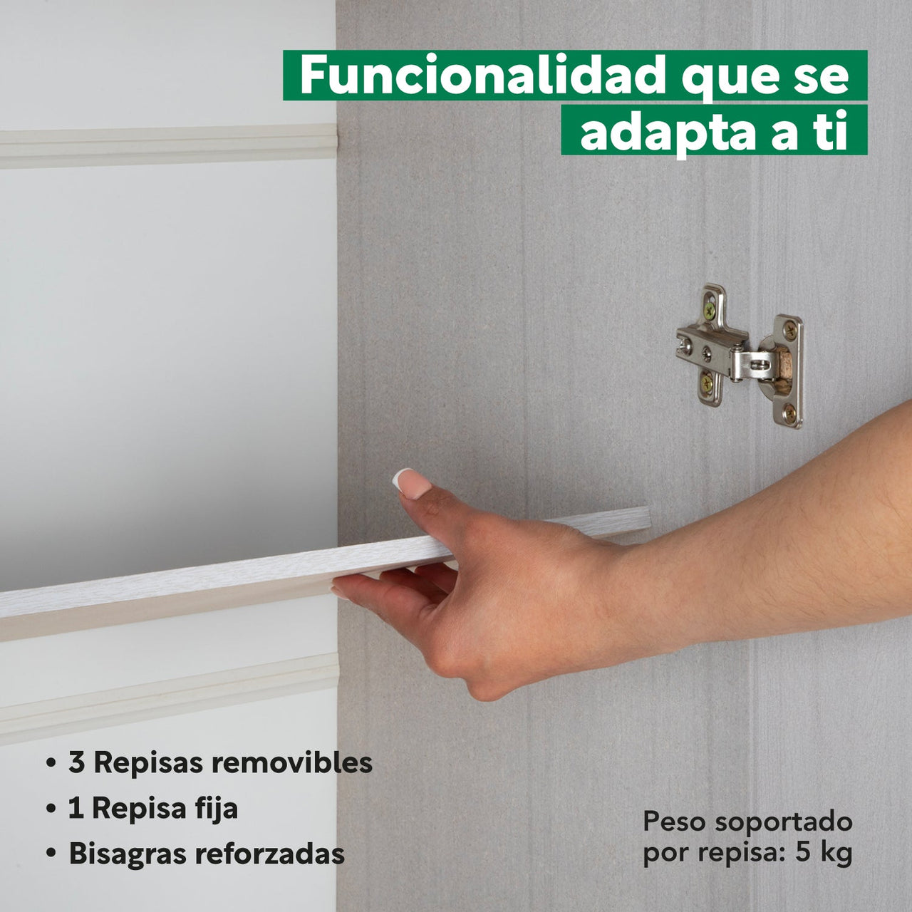 Ropero Closet Armario de Madera 2 Puertas y 5 Entrepaños