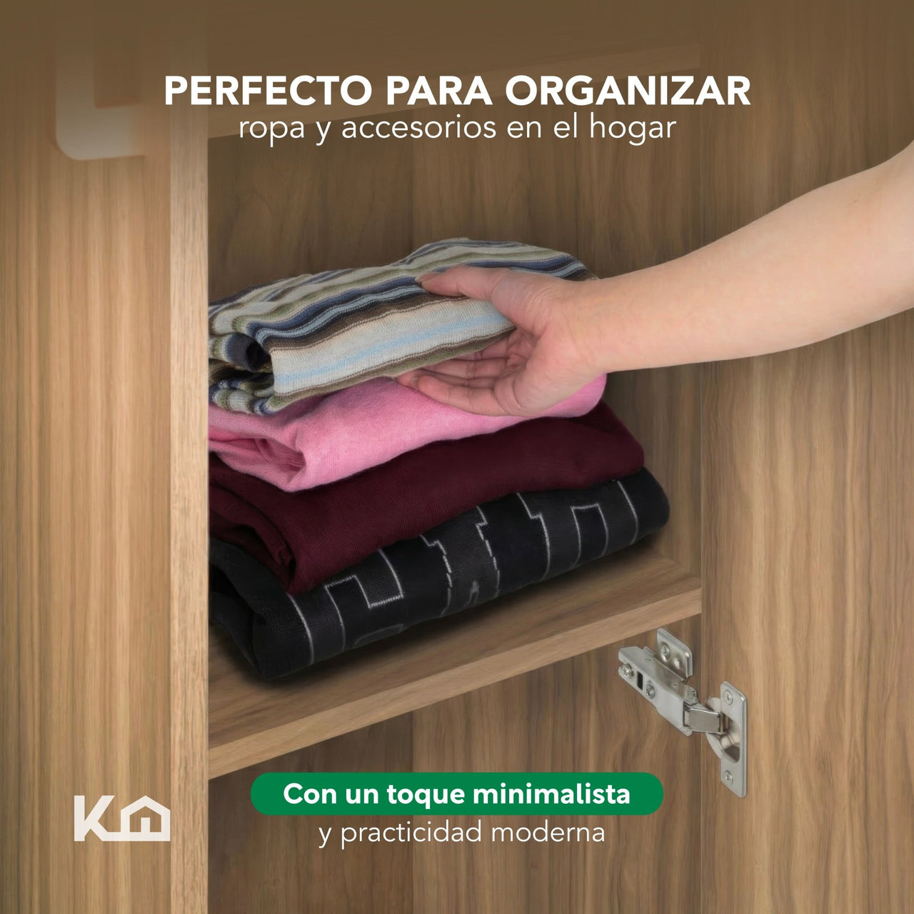 Ropero Closet Armario de Madera 2 Puertas y 5 Entrepaños