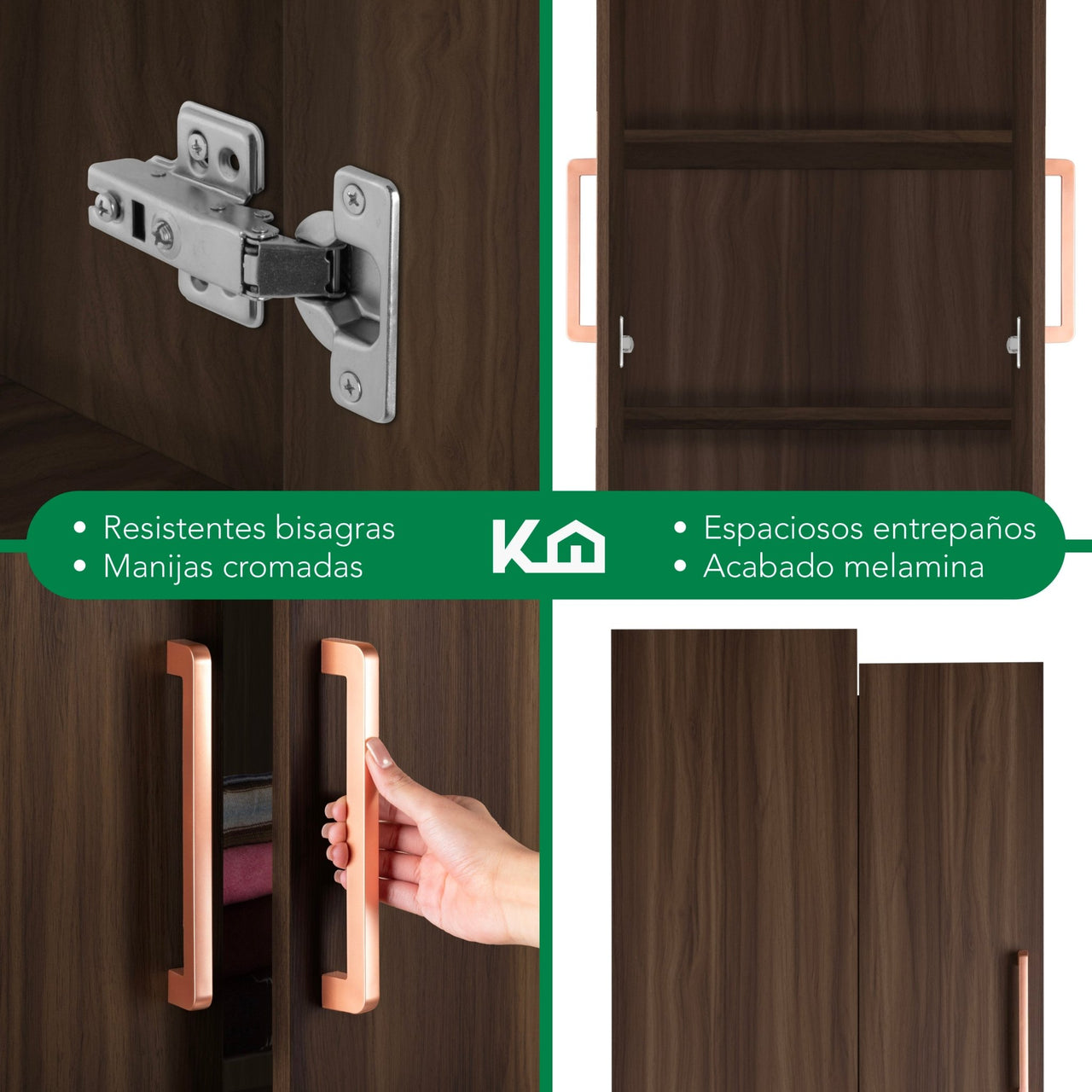 Ropero Closet Armario de Madera 2 Puertas y 5 Entrepaños