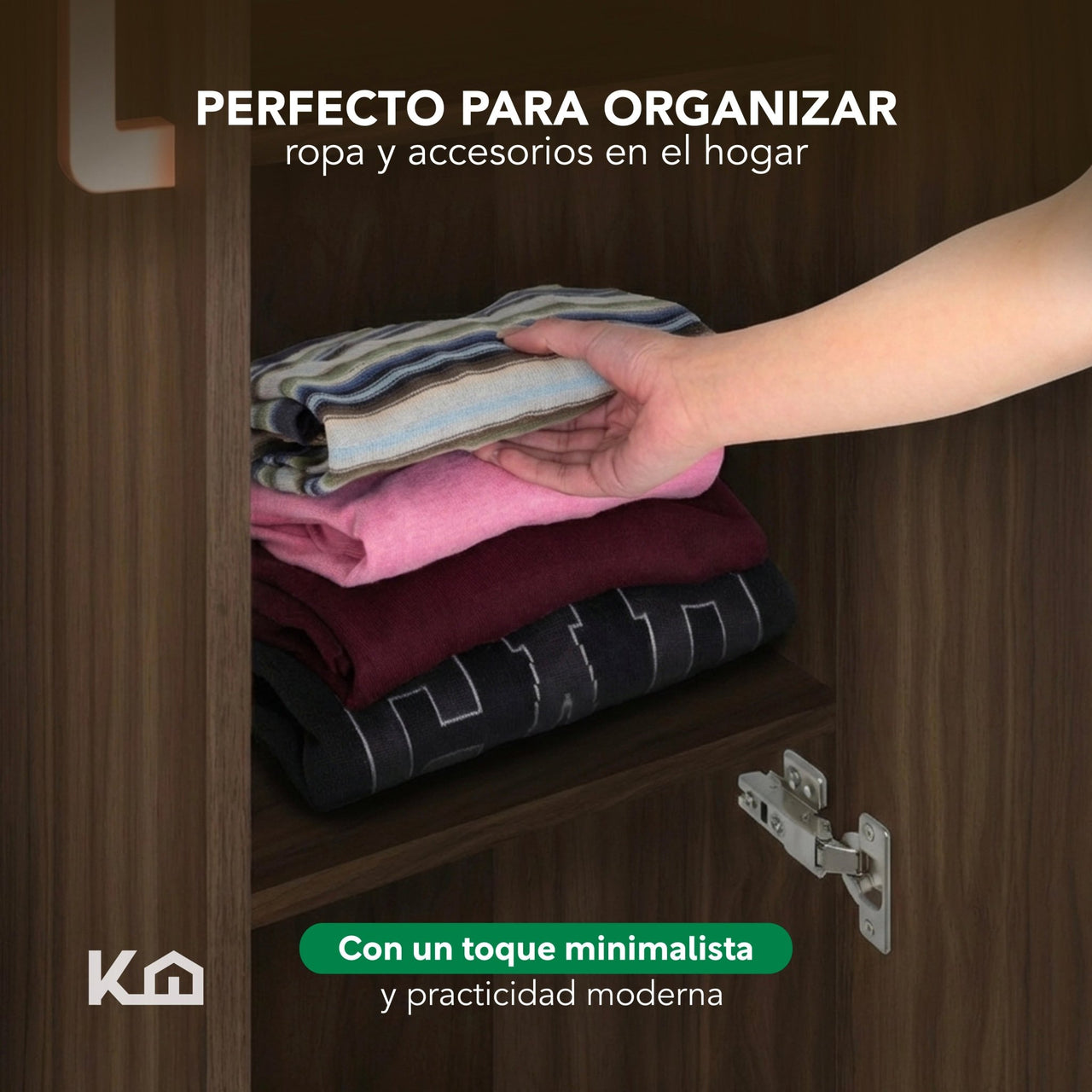 Ropero Closet Armario de Madera 2 Puertas y 5 Entrepaños