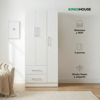 Thumbnail for Ropero Closet Armario Ropa de Madera 3 Puertas y 2 Cajones