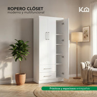 Thumbnail for Ropero Closet Armario Ropa de Madera 3 Puertas y 2 Cajones