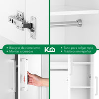 Thumbnail for Ropero Closet Armario Ropa de Madera 3 Puertas y 2 Cajones