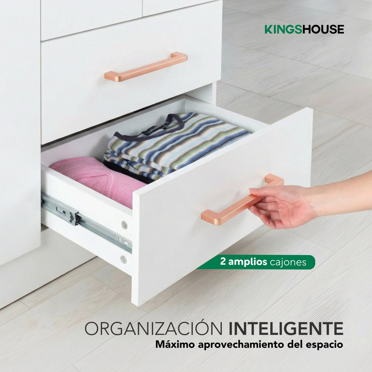 Ropero Closet Armario Ropa de Madera 4 Puertas y 2 Cajones