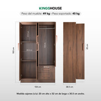 Thumbnail for Ropero Closet Armario Ropa de Madera 4 Puertas y 2 Cajones