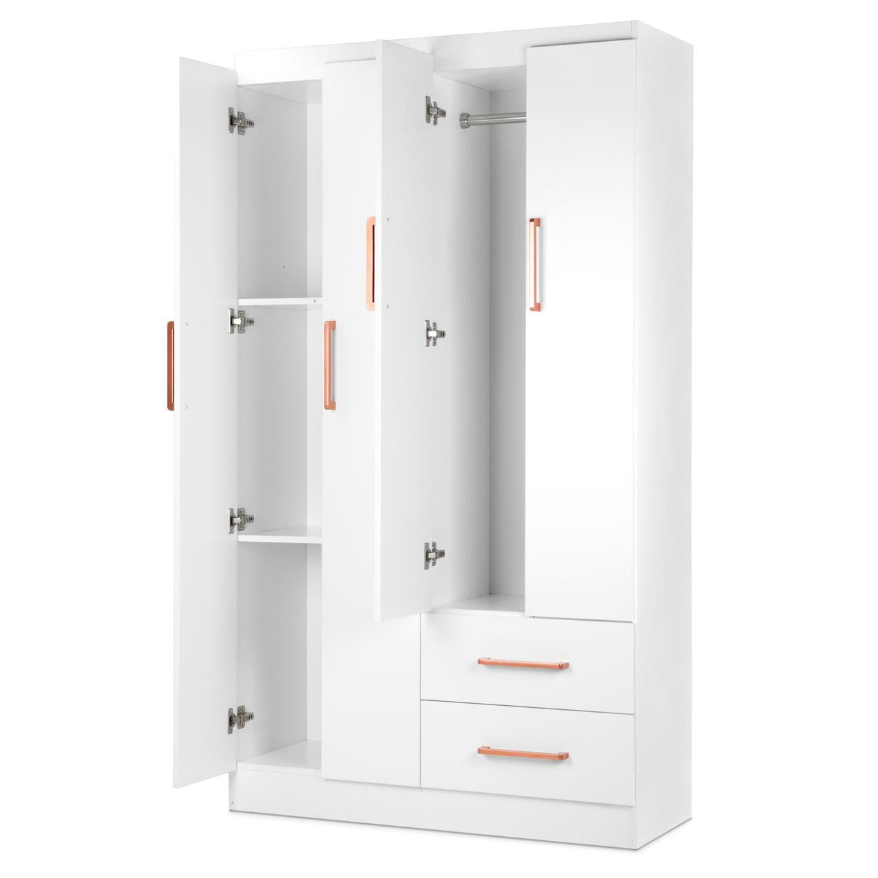 Ropero Closet Armario Ropa de Madera 4 Puertas y 2 Cajones