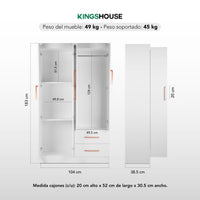 Thumbnail for Ropero Closet Armario Ropa de Madera 4 Puertas y 2 Cajones