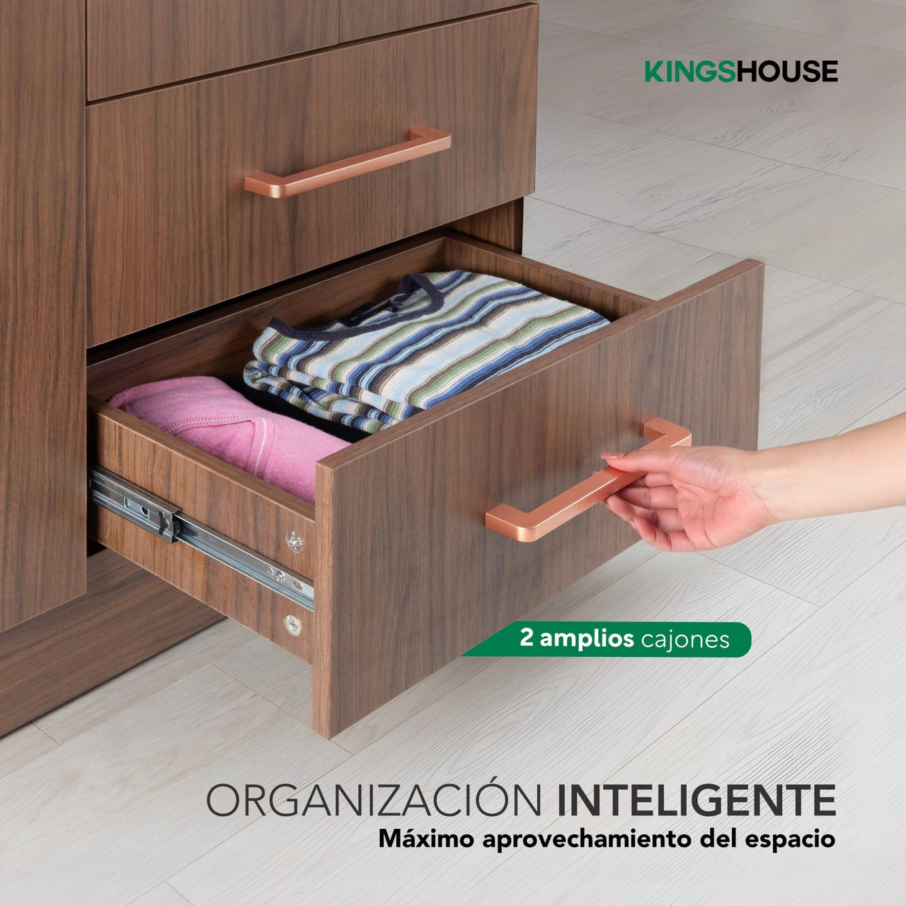 Ropero Closet Armario Ropa de Madera 4 Puertas y 2 Cajones