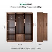 Thumbnail for Ropero Closet Armario Ropa de Madera 6 Puertas y 2 Cajones