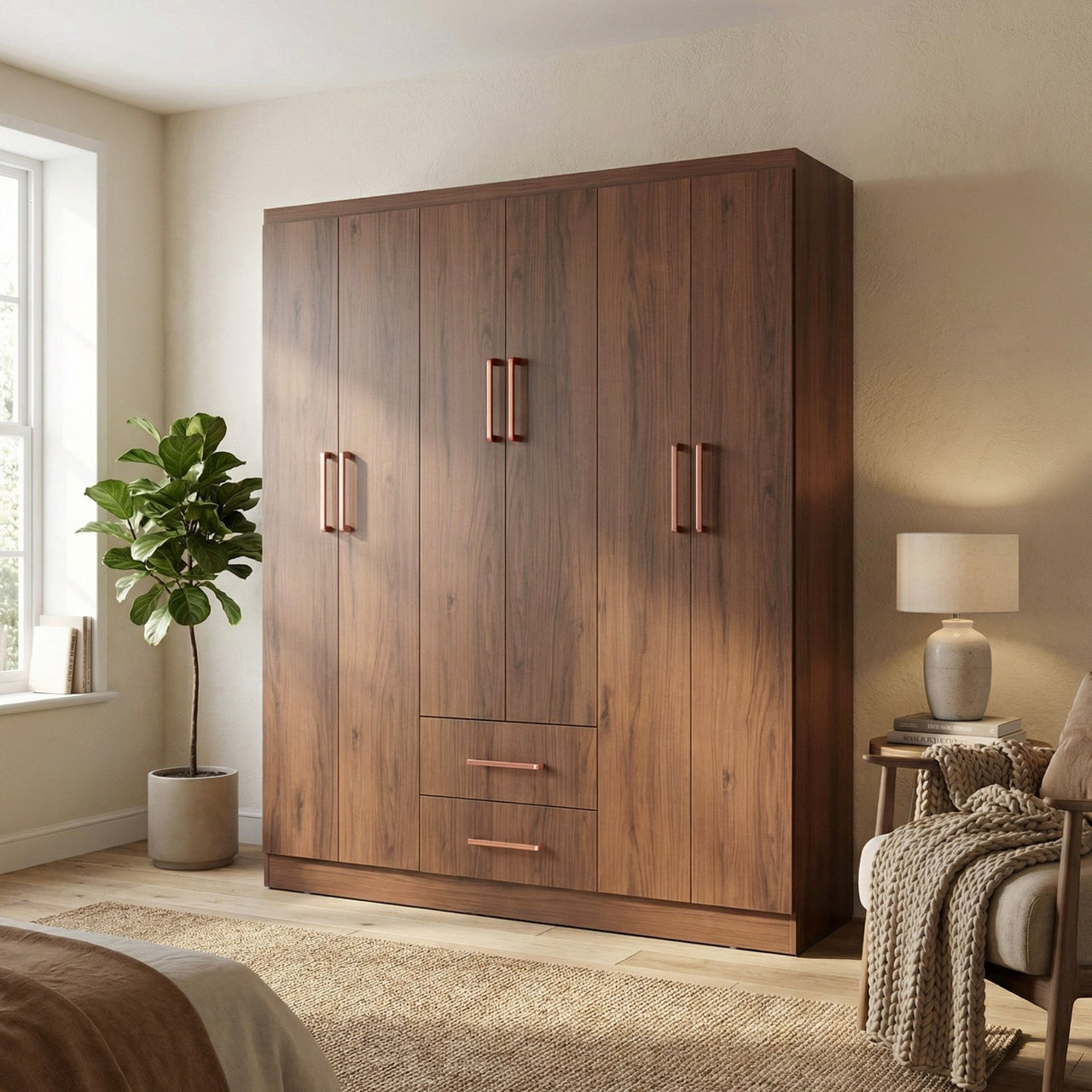 Ropero Closet Armario Ropa de Madera 6 Puertas y 2 Cajones