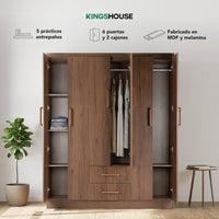 Thumbnail for Ropero Closet Armario Ropa de Madera 6 Puertas y 2 Cajones