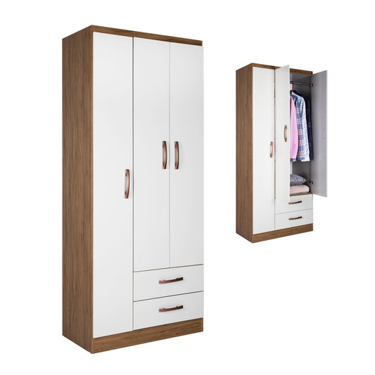 Ropero Closet Moderno 3 Puertas Blanco Y Cafe Recamara HogarDRESMULTI3 - NOG