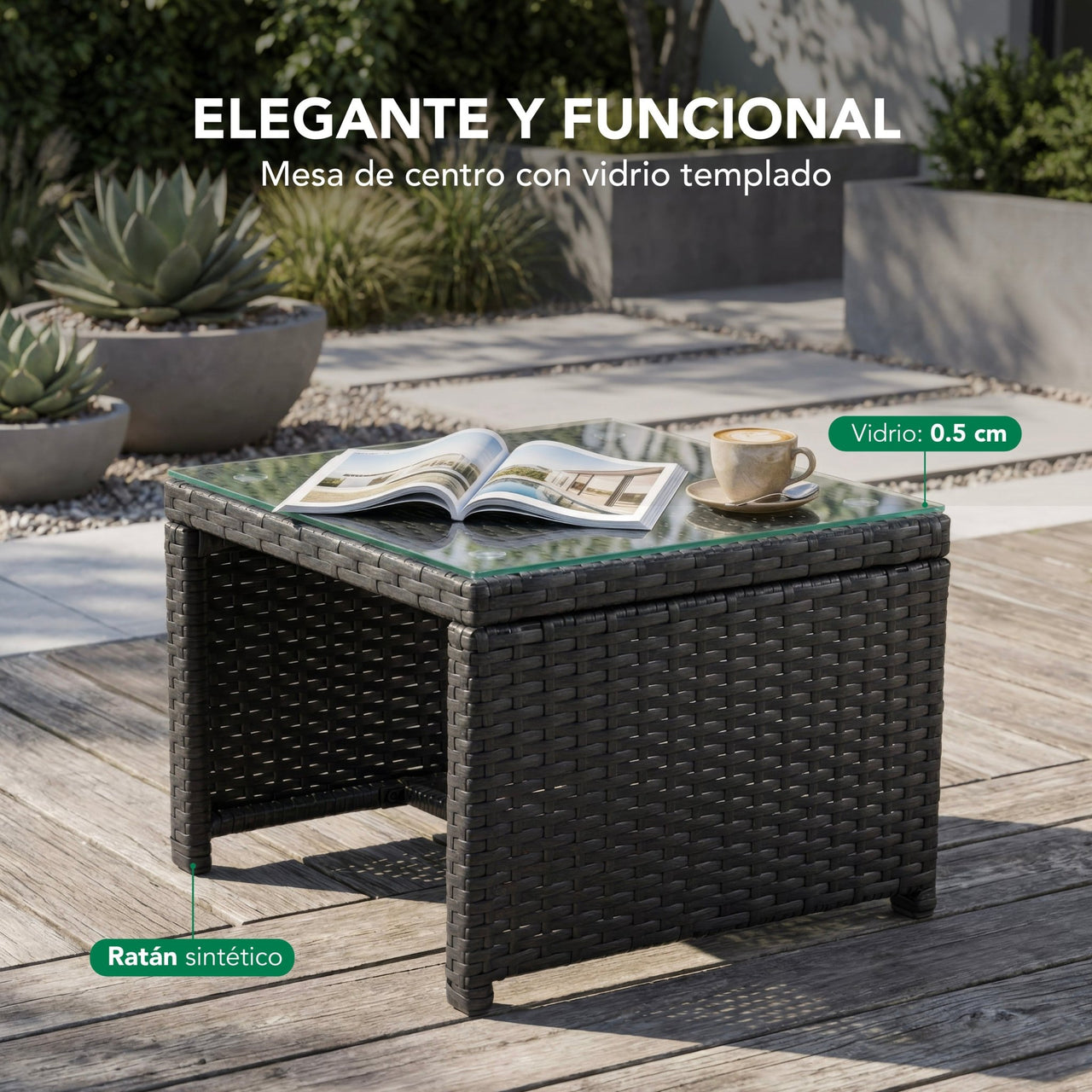 Sala de Mimbre para Exteriores y Jardín Esquina Derecha