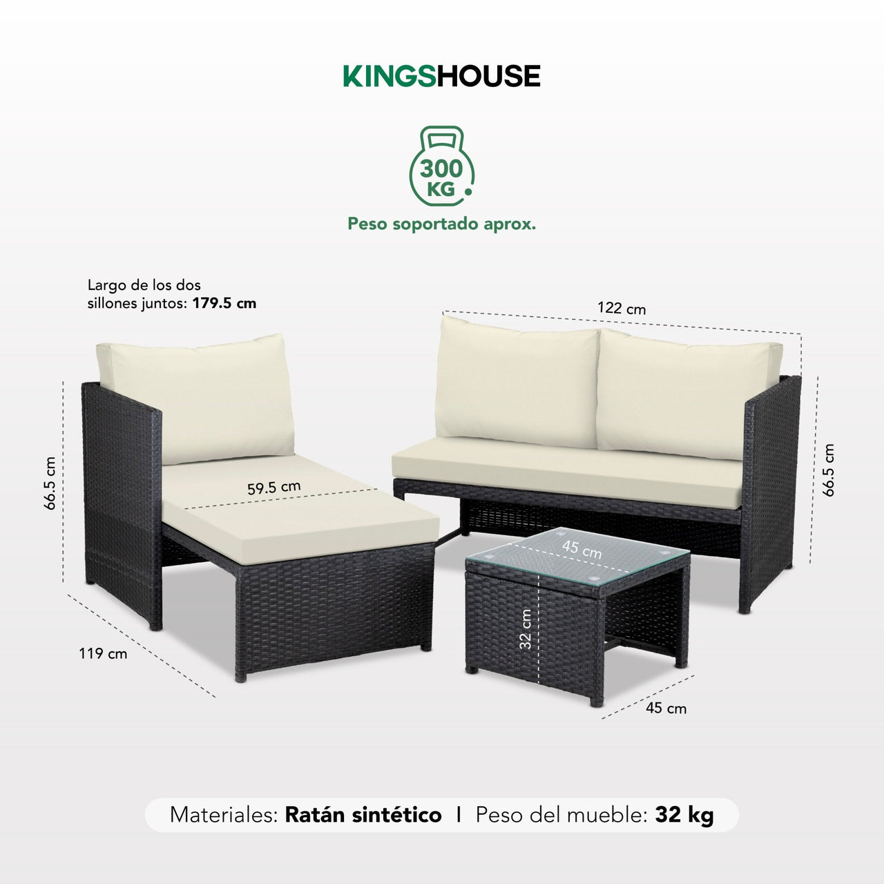 Sala de Mimbre para Exteriores y Jardín Esquina Derecha