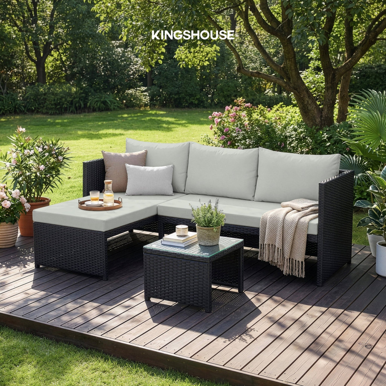 Sala de Mimbre para Exteriores y Jardín Esquina Derecha