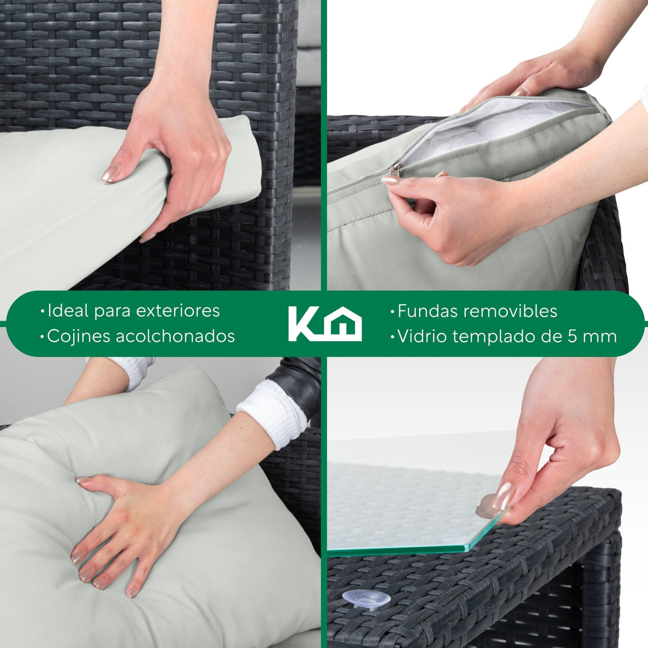 Sala de Mimbre para Exteriores y Jardín Esquina Derecha