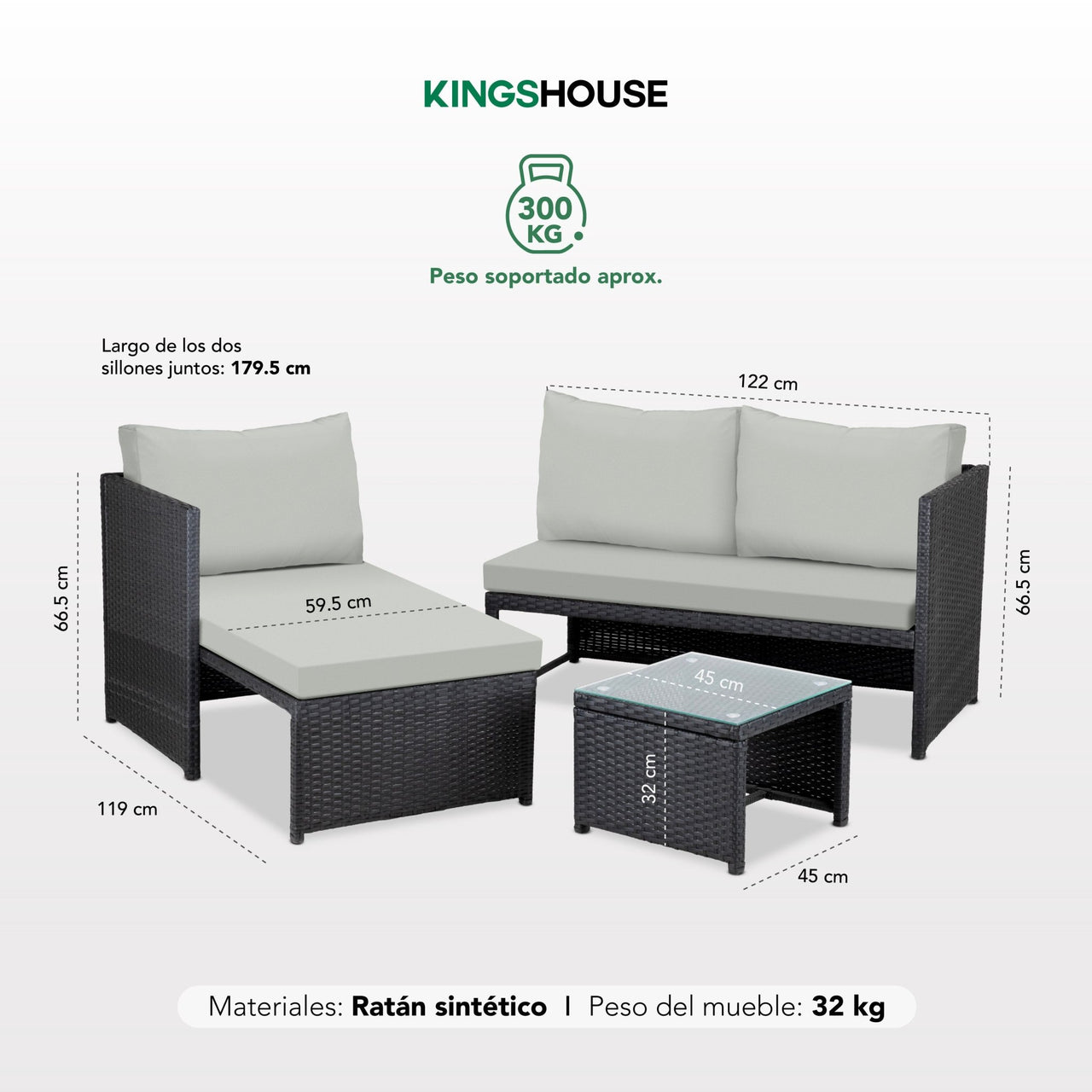 Sala de Mimbre para Exteriores y Jardín Esquina Derecha