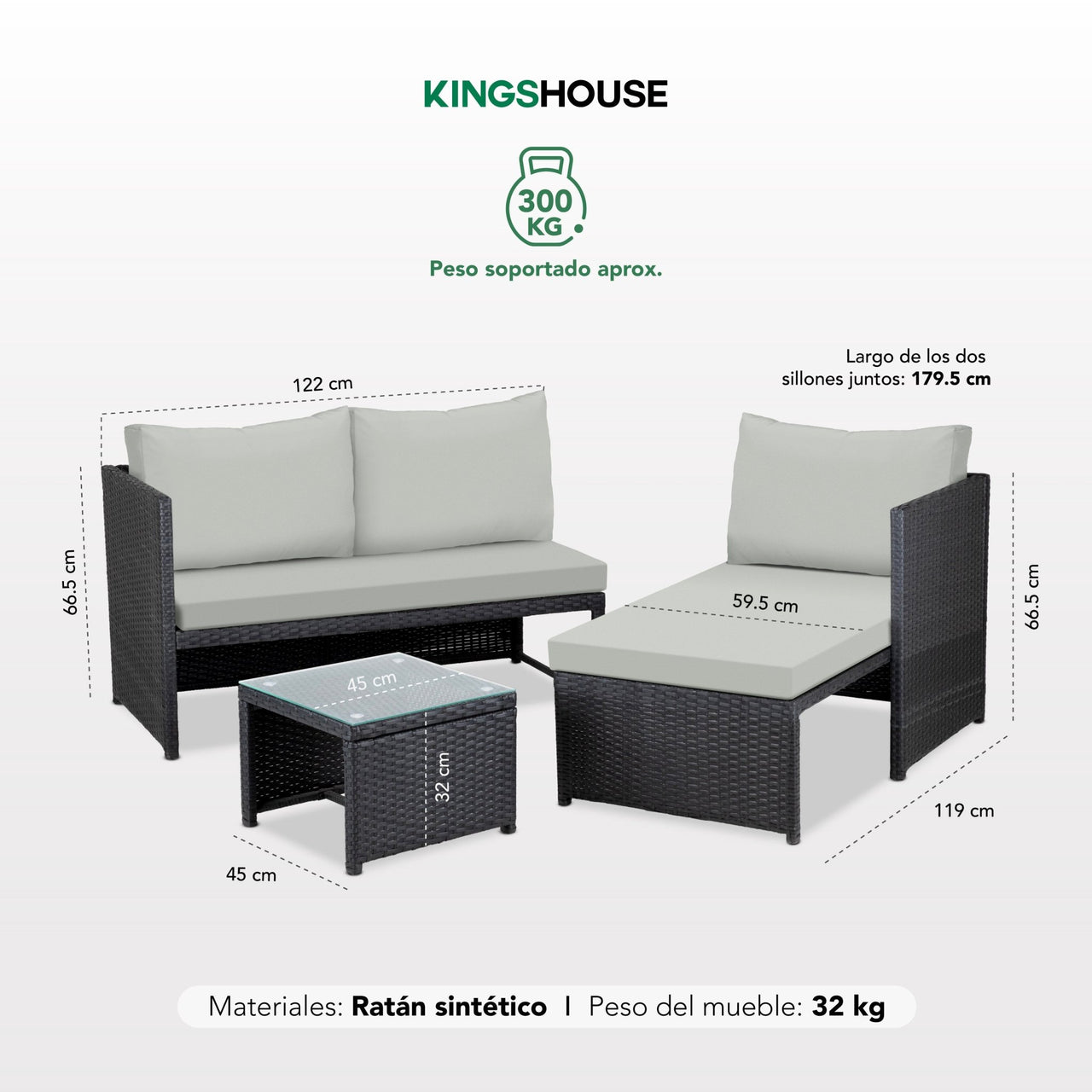 Sala de Mimbre para Exteriores y Jardín Esquina Izquierda