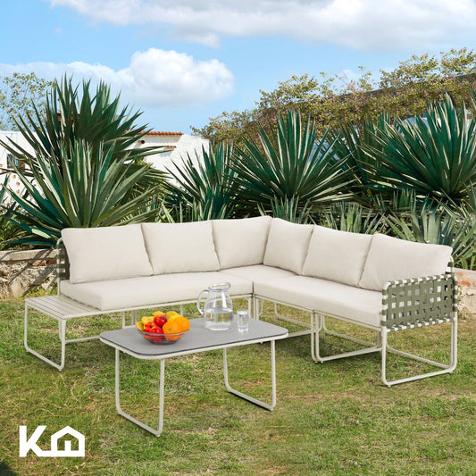 Sala Exterior De Rattan Esquinera Juego Jardín Sunset 5 PzasLIV - SUNSET5 - VER