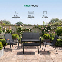 Thumbnail for Sala Exterior Jardín Patio 4 Piezas Mesa De Vidrio