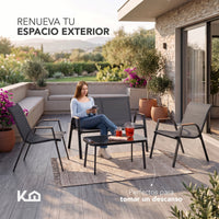 Thumbnail for Sala Exterior Jardín Patio 4 Piezas Mesa De Vidrio