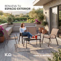 Thumbnail for Sala Exterior Jardín Patio 4 Piezas Mesa De Vidrio