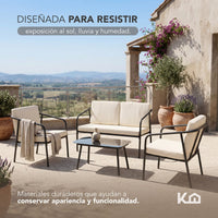 Thumbnail for Sala Exterior Jardín Terraza 4 Piezas Mesa De Vidrio