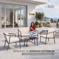 Thumbnail for Sala Exterior Jardín Terraza 4 Piezas Mesa De Vidrio