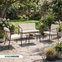Thumbnail for Sala Exterior Jardín Terraza 4 Piezas Mesa De Vidrio