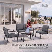 Thumbnail for Sala Exterior Jardín Terraza 4 Piezas Mesa De Vidrio