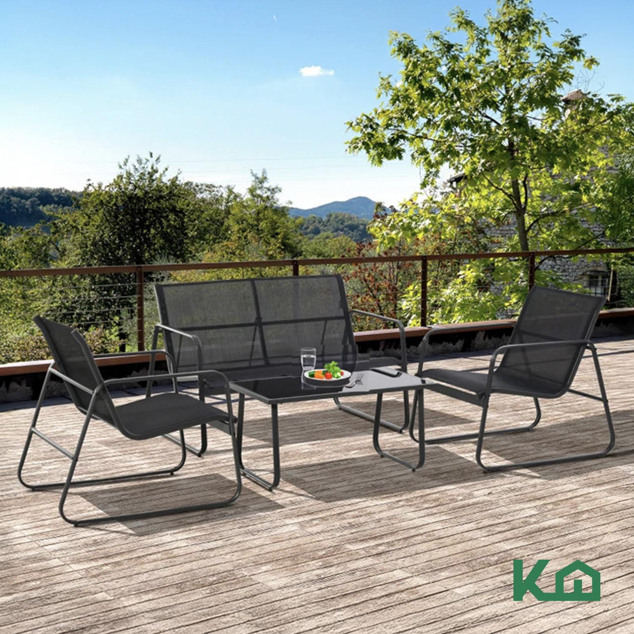 Sala Exterior Juego Para Jardín Exterior Silver Textilene