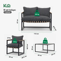 Thumbnail for Sala Exterior Juego Para Jardín Exterior Silver Textilene
