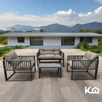 Thumbnail for Sala Exterior Ratán Tejido Para Balcón Terraza 4 Piezas