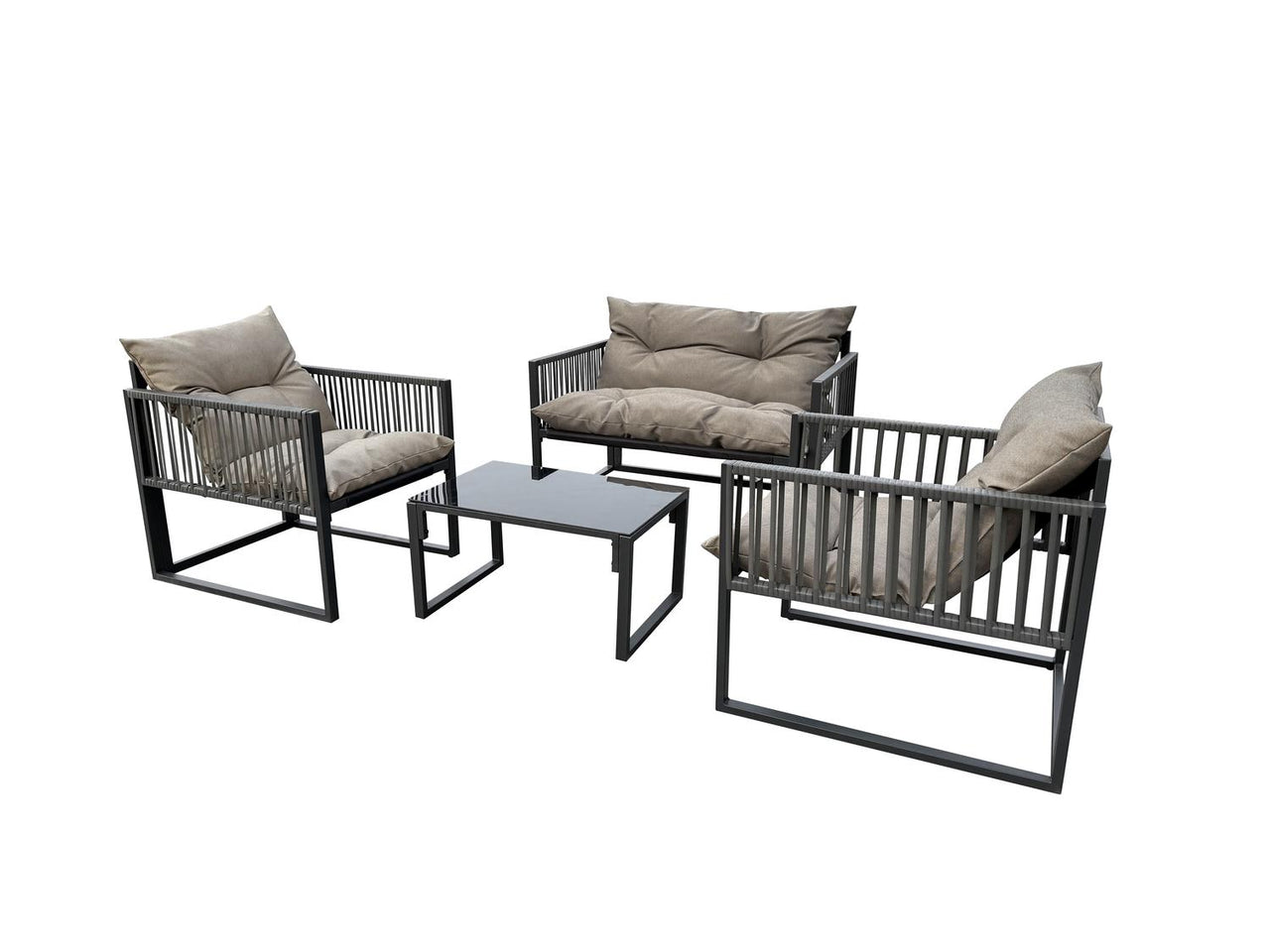 Sala Exterior Juego Para Jardín Sunny Rattan 4 Pzs+Cojines