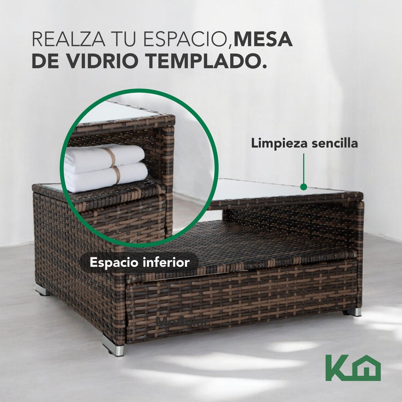 Sala Exterior En L Ratán 4 Piezas Para Jardín Terraza
