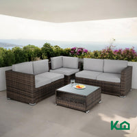 Thumbnail for Sala Exterior En L Ratán 4 Piezas Para Jardín Terraza