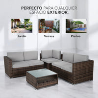 Thumbnail for Sala Exterior En L Ratán 4 Piezas Para Jardín Terraza
