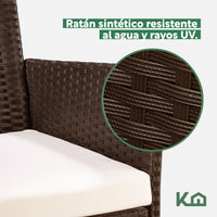 Thumbnail for Sala Rattan Para Exterior Jardin Mimbre Marron Cojines Beige