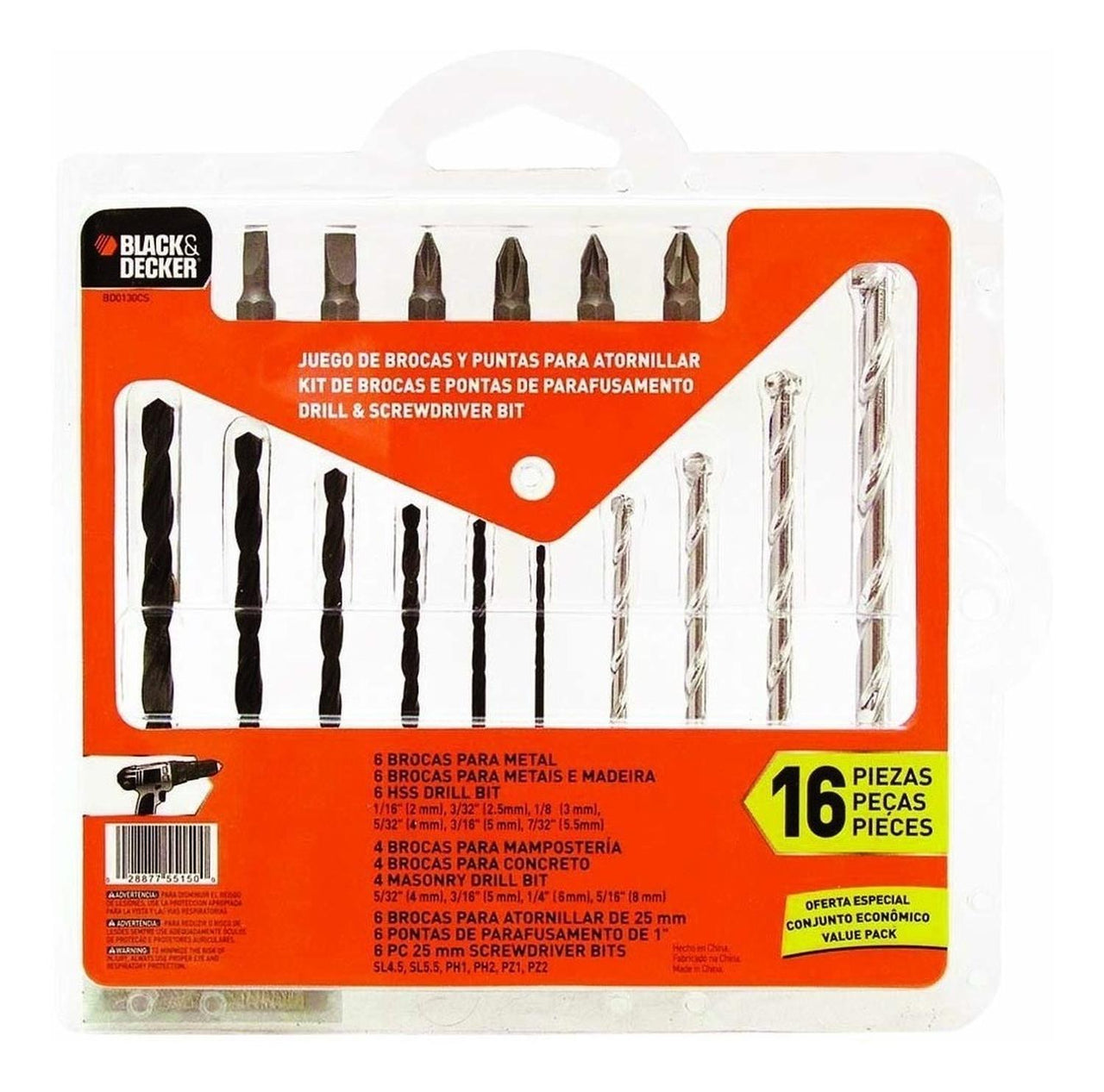 Set de 16 Piezas Con Brocas y Puntas BD0130CS-BD27111543