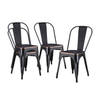 Thumbnail for Set De 4 Sillas Tolix Con Asiento De Madera Metalica Acero