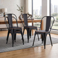 Thumbnail for Set De 4 Sillas Tolix Con Asiento De Madera Metalica Acero