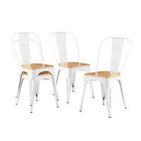 Thumbnail for Set De 4 Sillas Tolix Con Asiento De Madera Metalica Acero