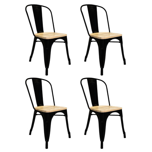 Set De 4 Sillas Tolix Con Asiento De Madera Metalica AceroTOLIXKIT#4 - CLA2NEM